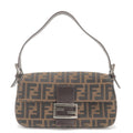 FENDI Zucca Canvas Leather Mamma Baguette Bag Beige 26424