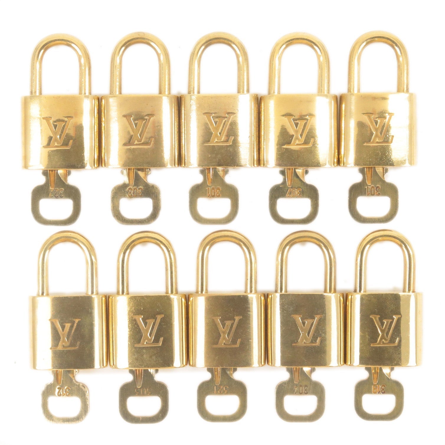 Louis Vuitton Set of 10 Lock & Key Cadena Key Lock Gold