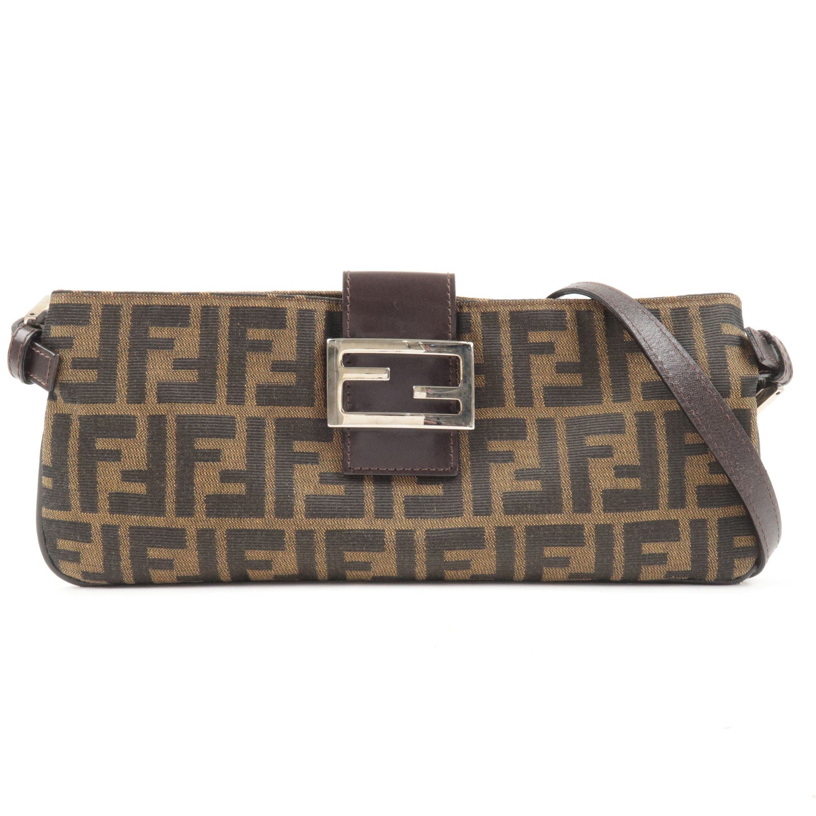 FENDI Zucca Canvas Leather Shoulder Bag Cross Body Bag 26685