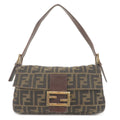 FENDI Zucca Canvas Leather Mamma Baguette Bag Brown 26424
