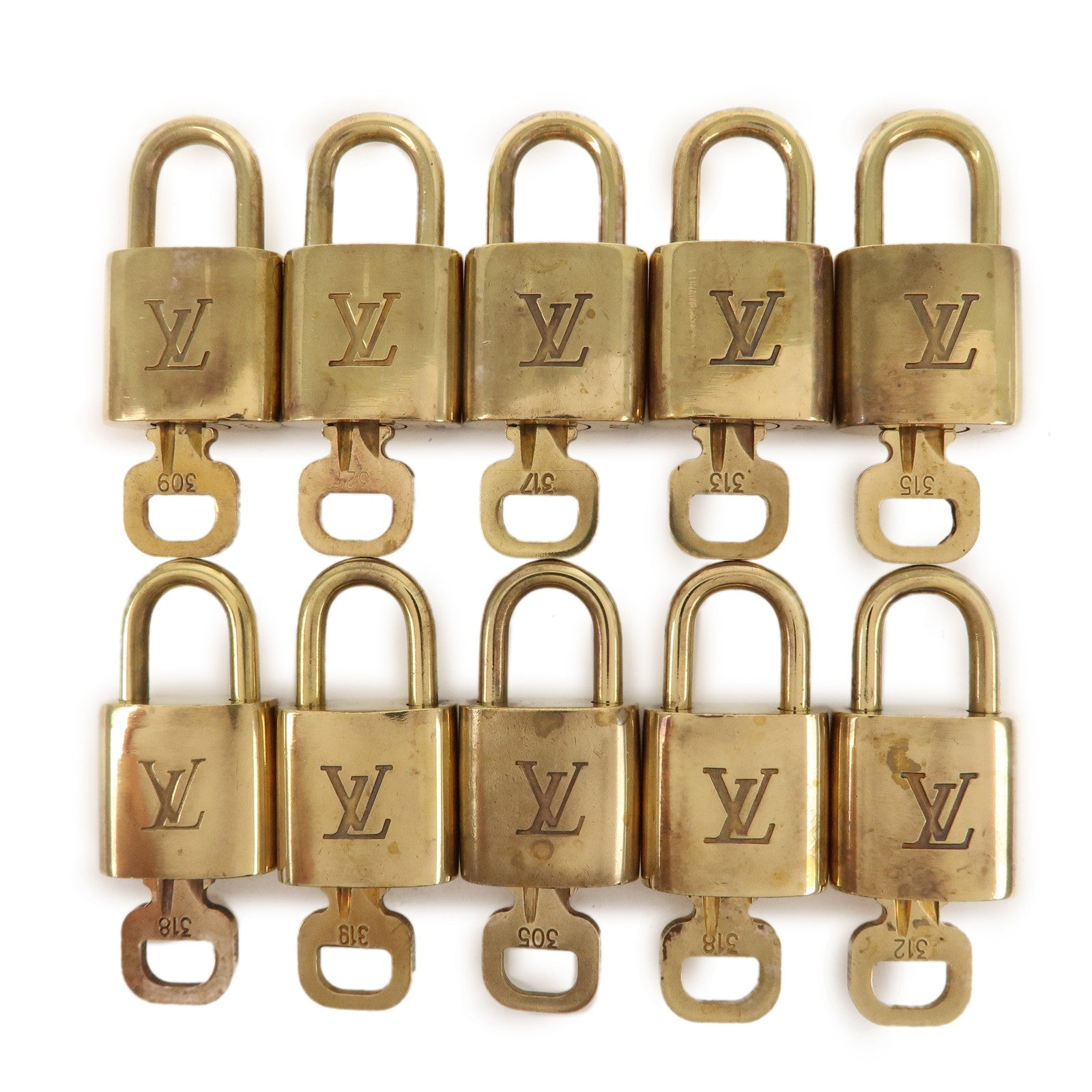 Louis Vuitton Set of 10 Lock & Key Cadena Key Lock Gold