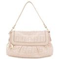 FENDI Zucca Print Leather Perforated Shoulder Bag Pink 8BR445