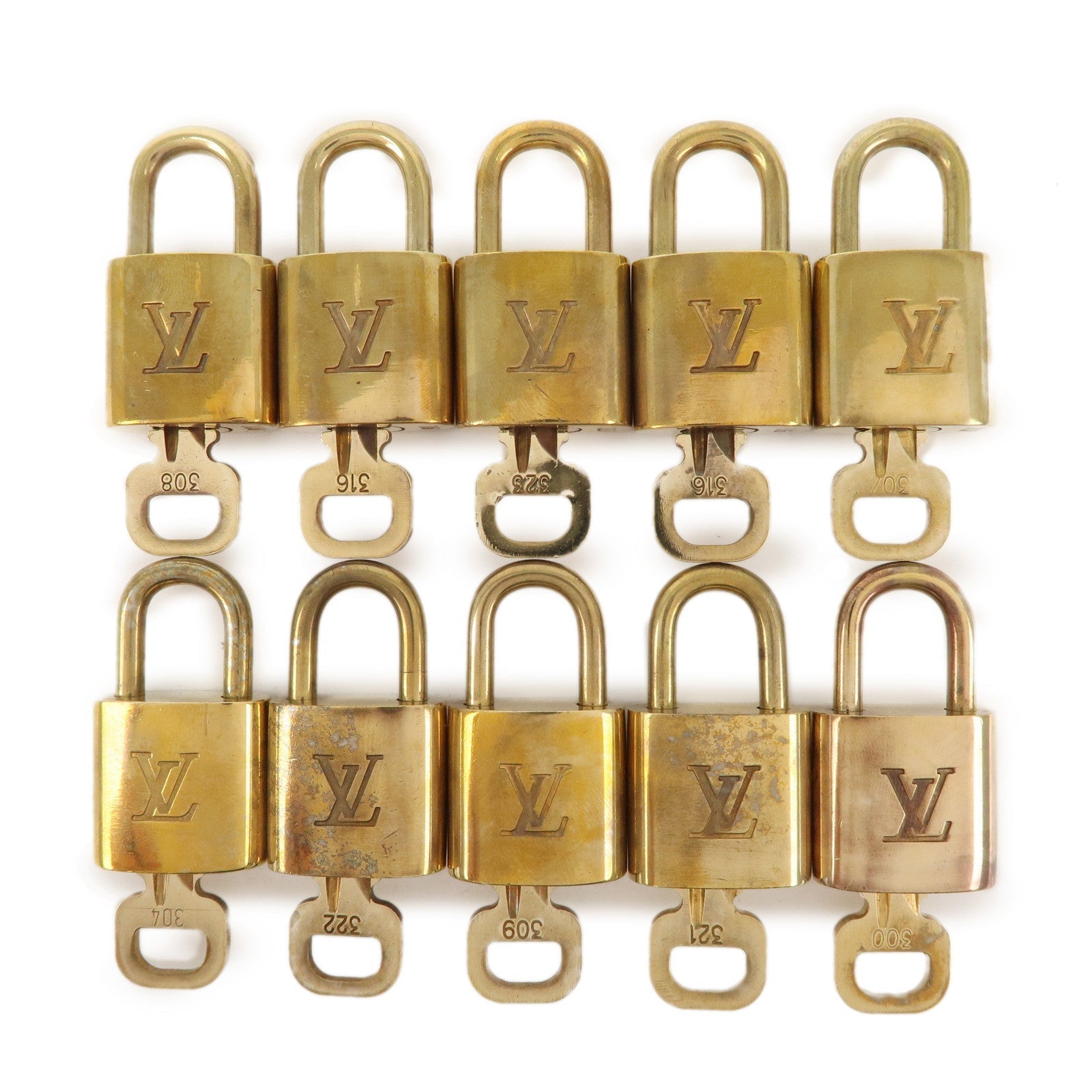 Louis Vuitton Set of 10 Lock & Key Cadena Key Lock Gold