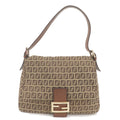 FENDI Zucchino Canvas Leather Mamma Baguette Shoulder Bag 8BR001
