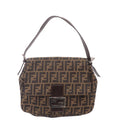 FENDI Zucca Mamma Baguette Canvas Leather Shoulder Bag 26325