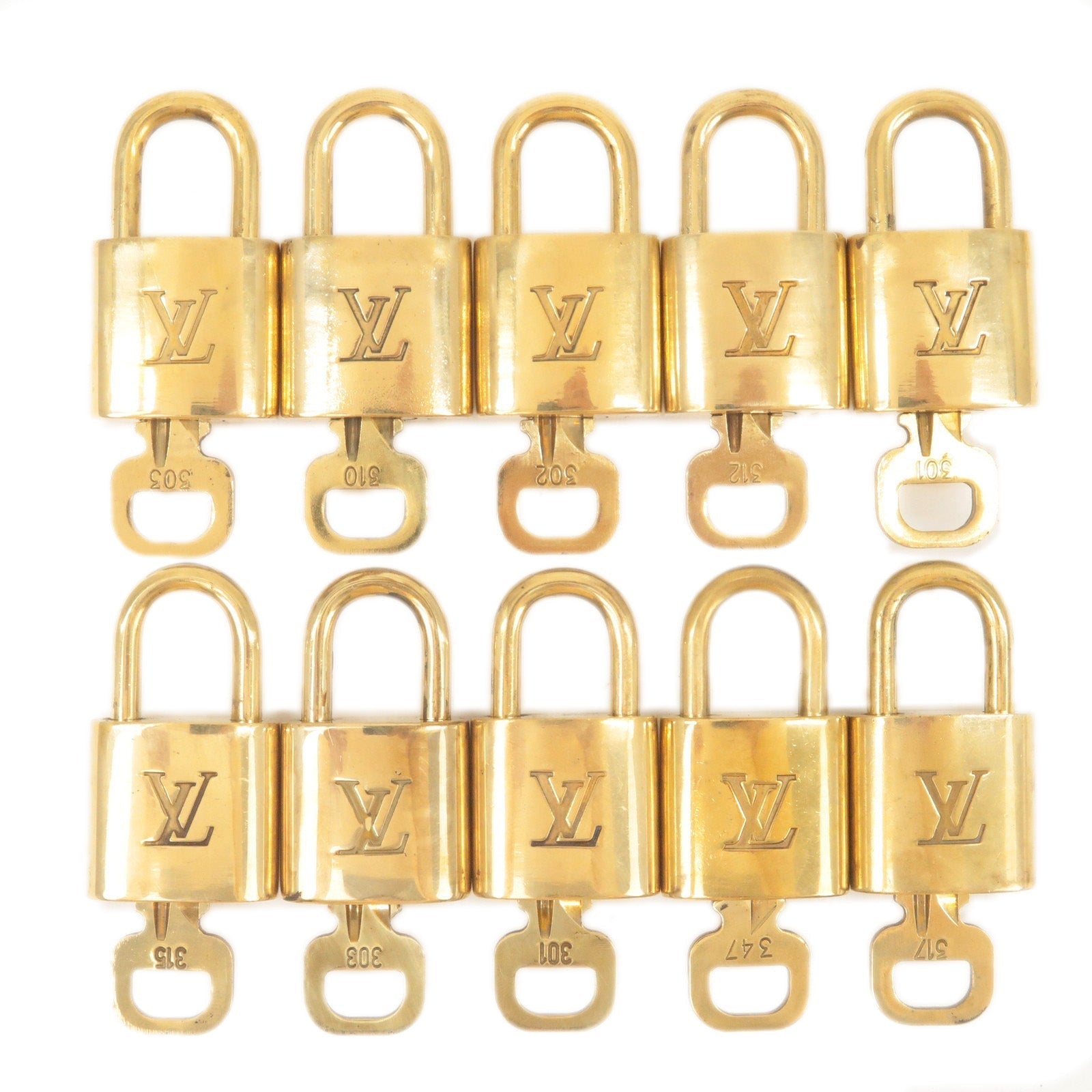 Louis Vuitton Set of 10 Lock & Key Cadena Key Lock Gold