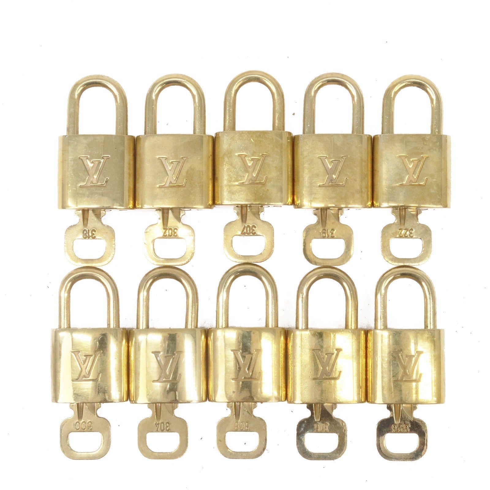 Louis Vuitton Set of 10 Lock & Key Cadena Key Lock Gold