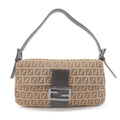 FENDI Zucchino Mamma Baguette Canvas Leather Shoulder Bag 8BR000