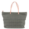 FENDI Zucchino Canvas Leather Tote Bag Black Gray Pink 8BH025