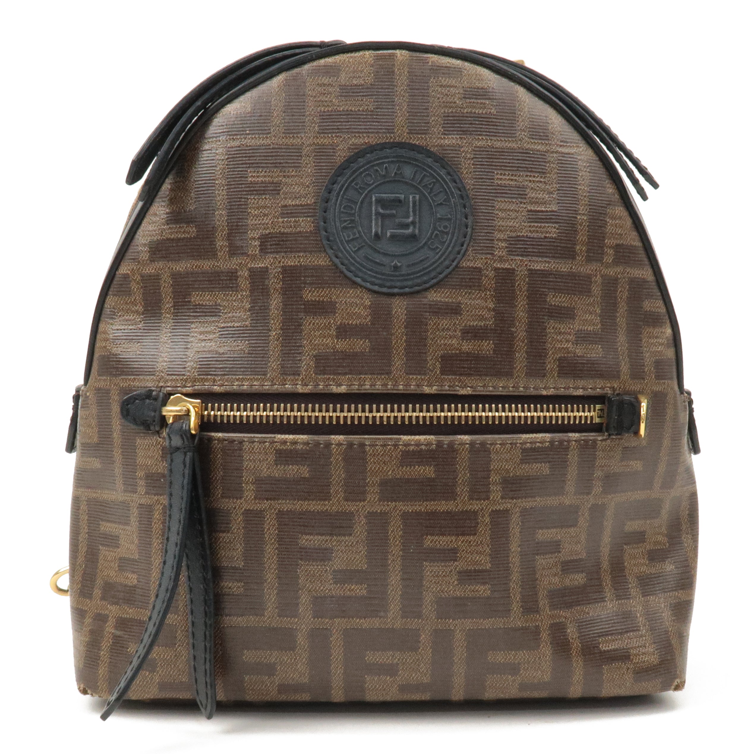 FENDI Zucca Print PVC Leather Chain Back Pack Brown 8BZ038