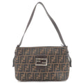 FENDI Zucca Print Canvas Leather Shoulder Bag Brown Black 26566