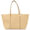 FENDI Zucchino Print Canvas Leather Tote Bag Beige 8BH256