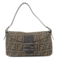 FENDI Zucca Mamma Baguette Canvas Leather Shoulder Bag 8BR003