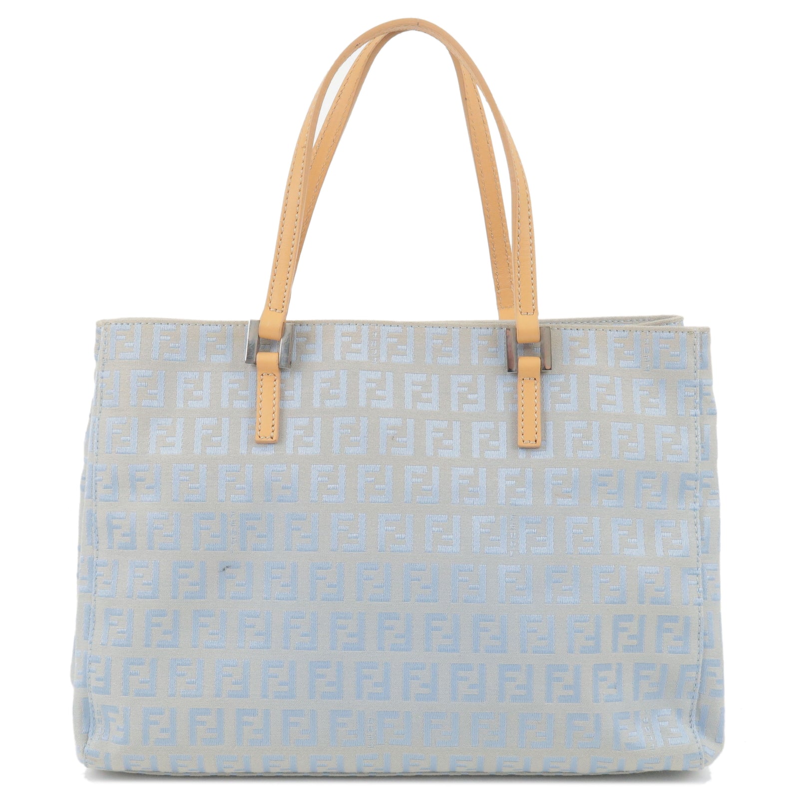 FENDI Zucchino Canvas Leather Hand Bag Light Blue 8BH072