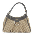 GUCCI Abbey GG Canvas Leather Shoulder Bag Beige Brown 190525