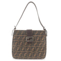 FENDI Zucca Canvas Leather Shoulder Bag Brown Black 26727