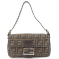 FENDI Zucca Mamma Baguette Canvas Leather Shoulder Bag 26424