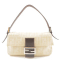 FENDI Zucca Mamma Baguette Canvas Leather Bag Beige 26424