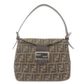 FENDI Zucca Canvas Leather Shoulder Bag Brown Black 26426