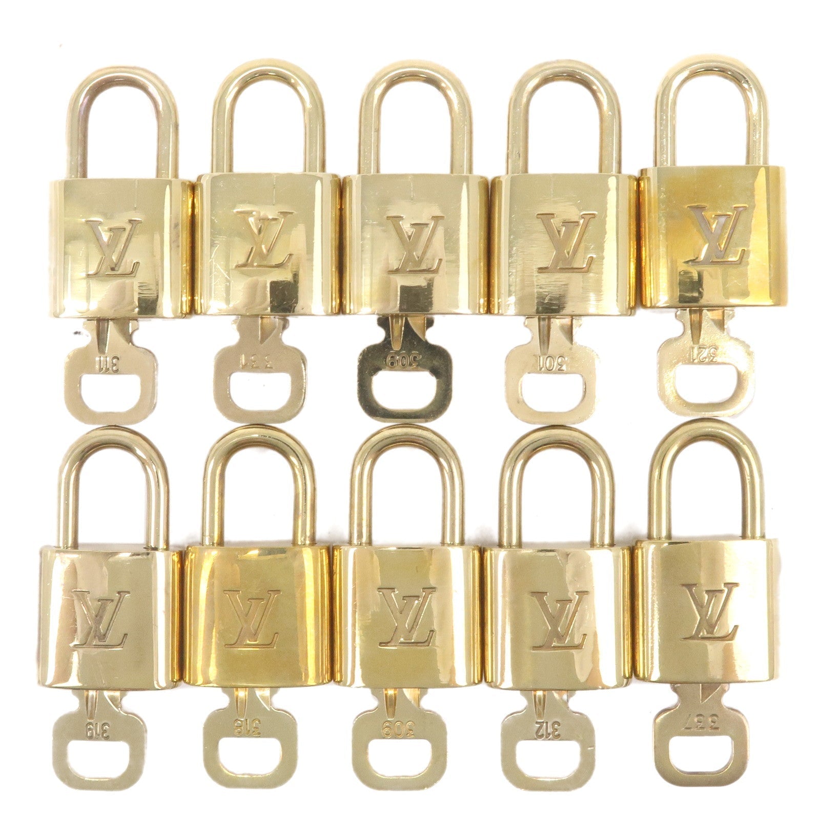 Louis Vuitton Set of 10 Lock & Key Cadena Key Lock Gold