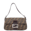 FENDI Zucca Mamma Baguette Canvas Leather Black Brown 26424