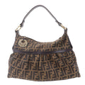 FENDI Zucca Canvas Leather Shoulder Bag Hand Bag 8BR448