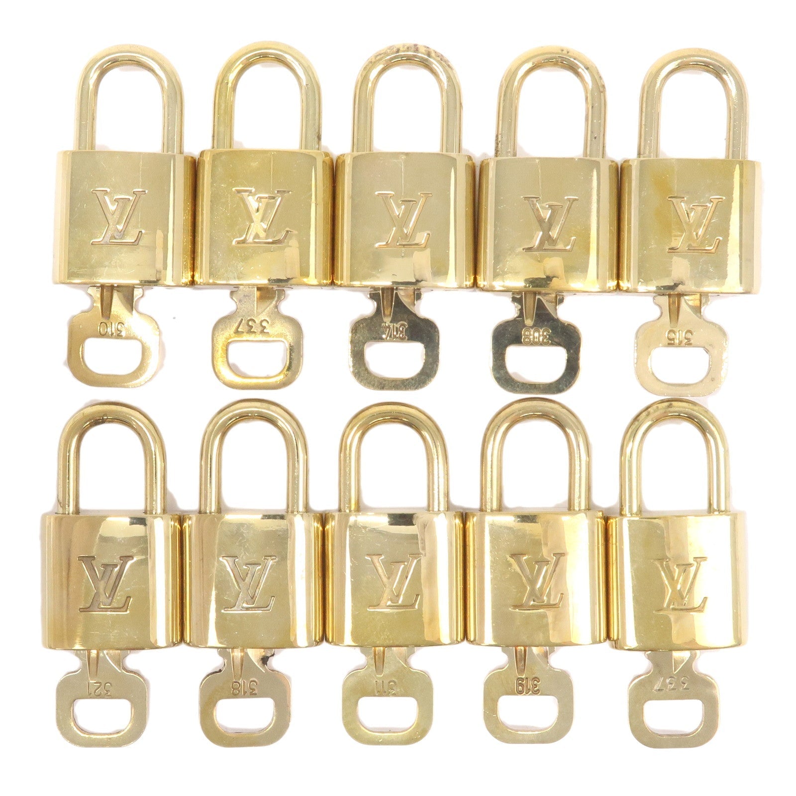 Louis Vuitton Set of 10 Lock & Key Cadena Key Lock Gold