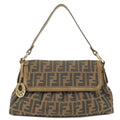 FENDI Zucca Canvas Leather Shoulder Bag Hand Bag Brown 8BR445