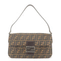 FENDI Zucca Canvas Leather Shoulder Bag Brown Black 16322