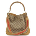 GUCCI Bamboo GG Canvas Leather 2Way Shoulder Bag 001.4095
