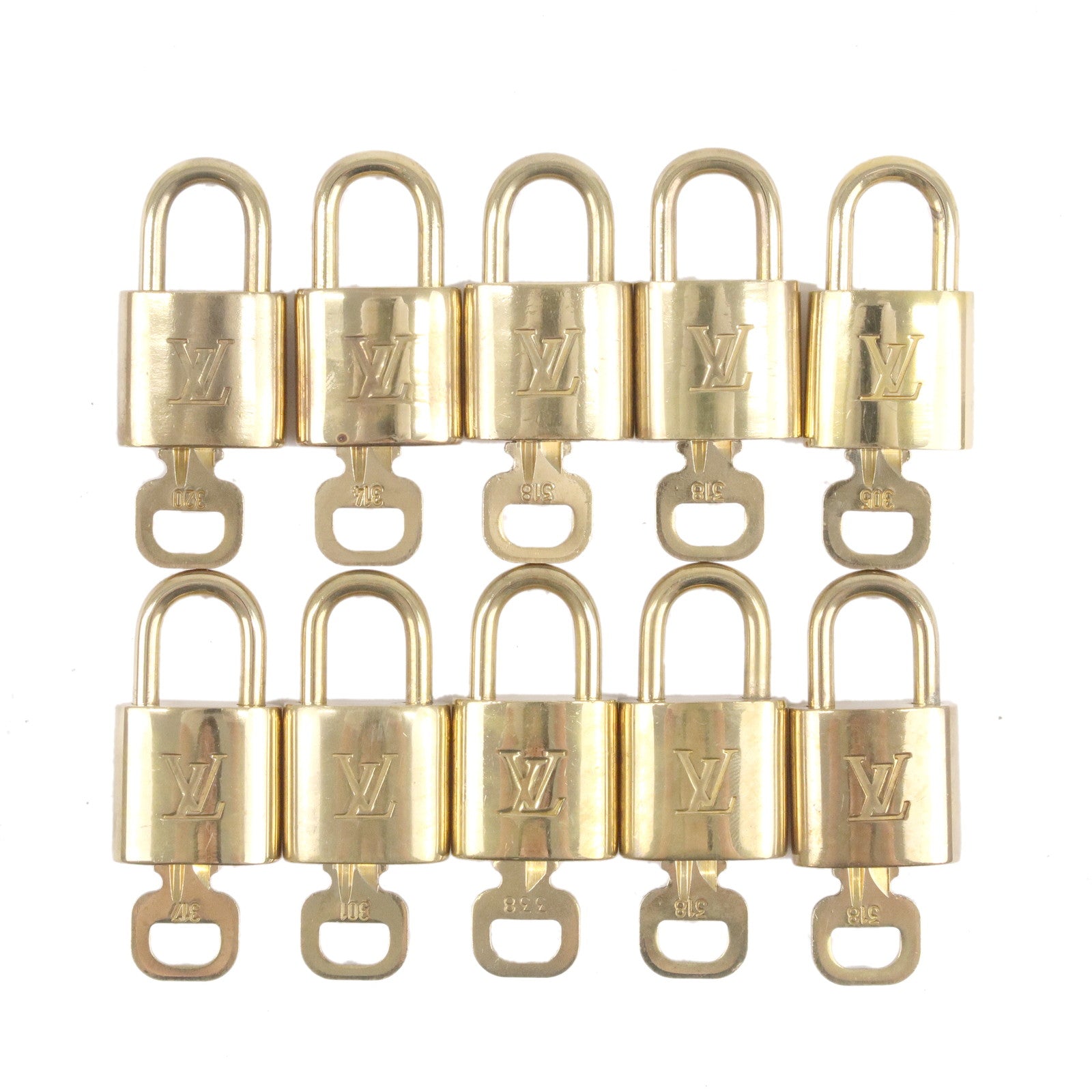Louis Vuitton Set of 10 Lock & Key Cadena Key Lock Gold