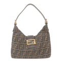 FENDI Zucca Canvas Leather Shoulder Bag Brown Black 26569