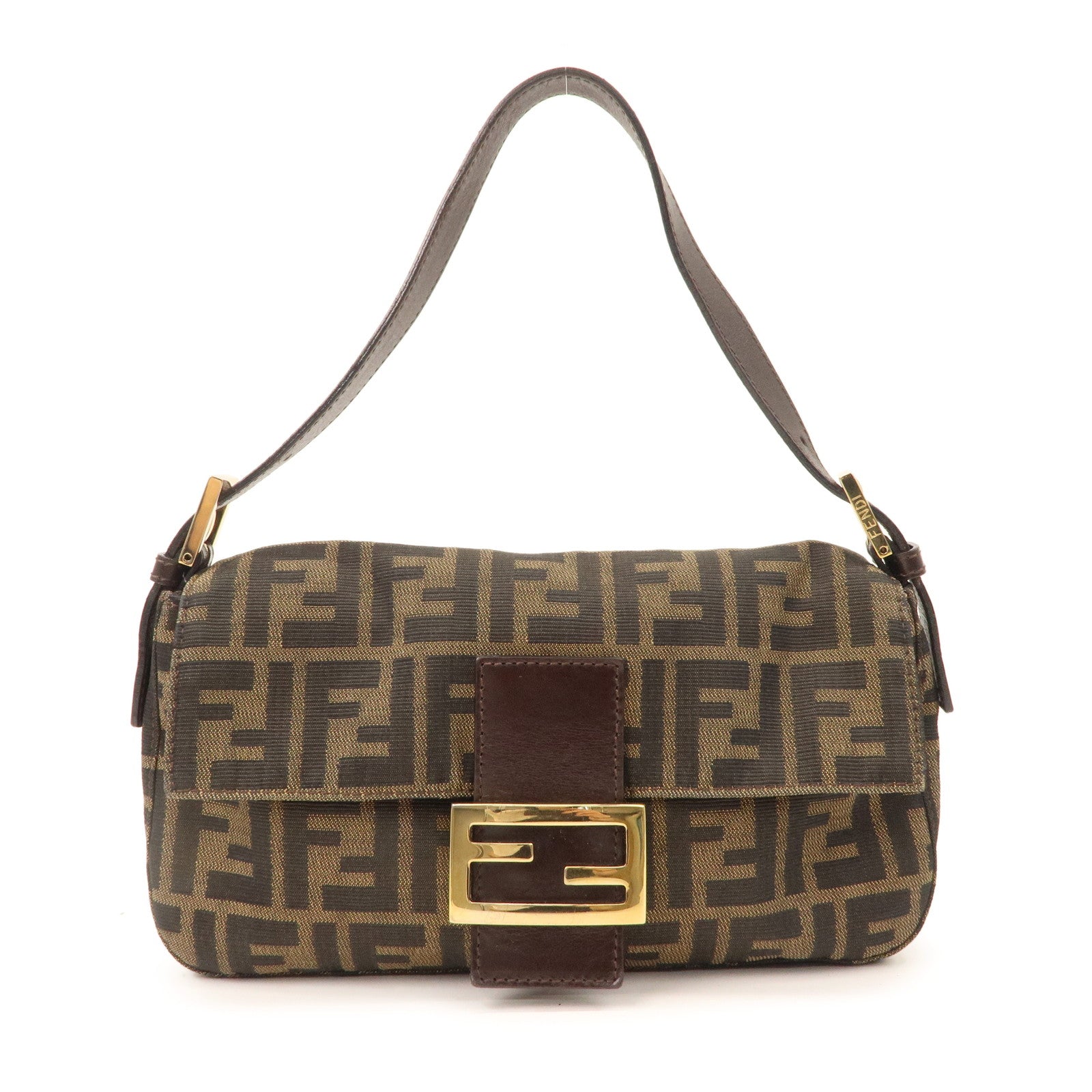 FENDI Zucca Mamma Baguette Canvas Leather Hand Bag 26424