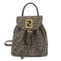 FENDI Zucca Canvas Leather Back Pack Ruck Sack Brown Black