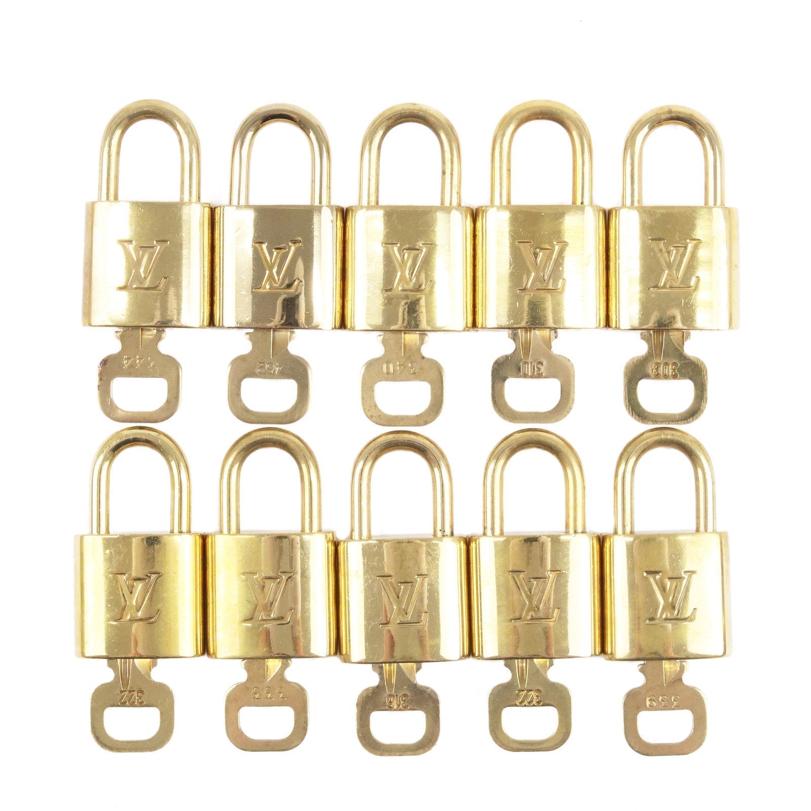 Louis Vuitton Set of 10 Lock & Key Cadena Key Lock Gold