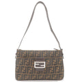 FENDI Zucca Canvas Leather Shoulder Bag Brown Black 26566