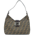 FENDI Zucca Canvas Leather Shoulder Bag Brown Black 26569