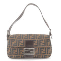 FENDI Zucca Canvas Leather Mamma Baguette Bag Brown Black 26424