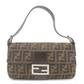 FENDI Zucca Mamma Baguette Canvas Leather Shoulder Bag Brown 26424