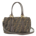 FENDI Zucca Canvas Leather 2Way Bag Boston Bag Khaki 26351