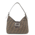 FENDI Zucca Canvas Leather Shoulder Bag Brown Black 26569