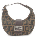 FENDI Zucca Canvas Leather Shoulder Bag Brown Black 16321