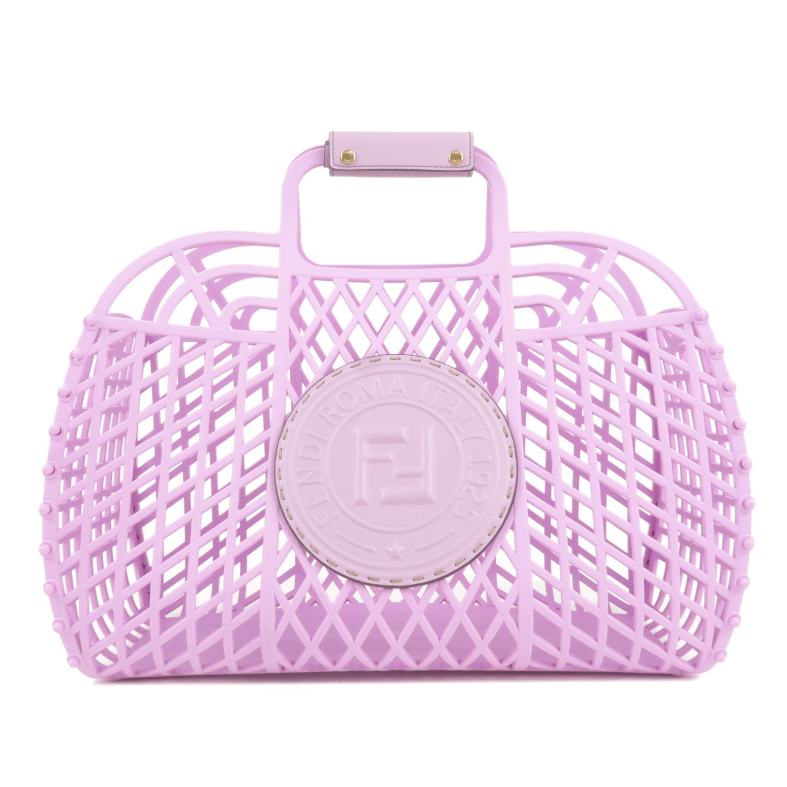 FENDI Plastic Leather Basket Bag Medium Purple 8BH389
