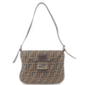 FENDI Zucca Canvas Leather Shoulder Bag Brown Black 16490