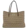 FENDI Zucchino Canvas Leather Hand Bag Beige Brown 8BH132