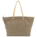 FENDI Zucchino Canvas Leather Tote Bag Beige Brown 8BH005