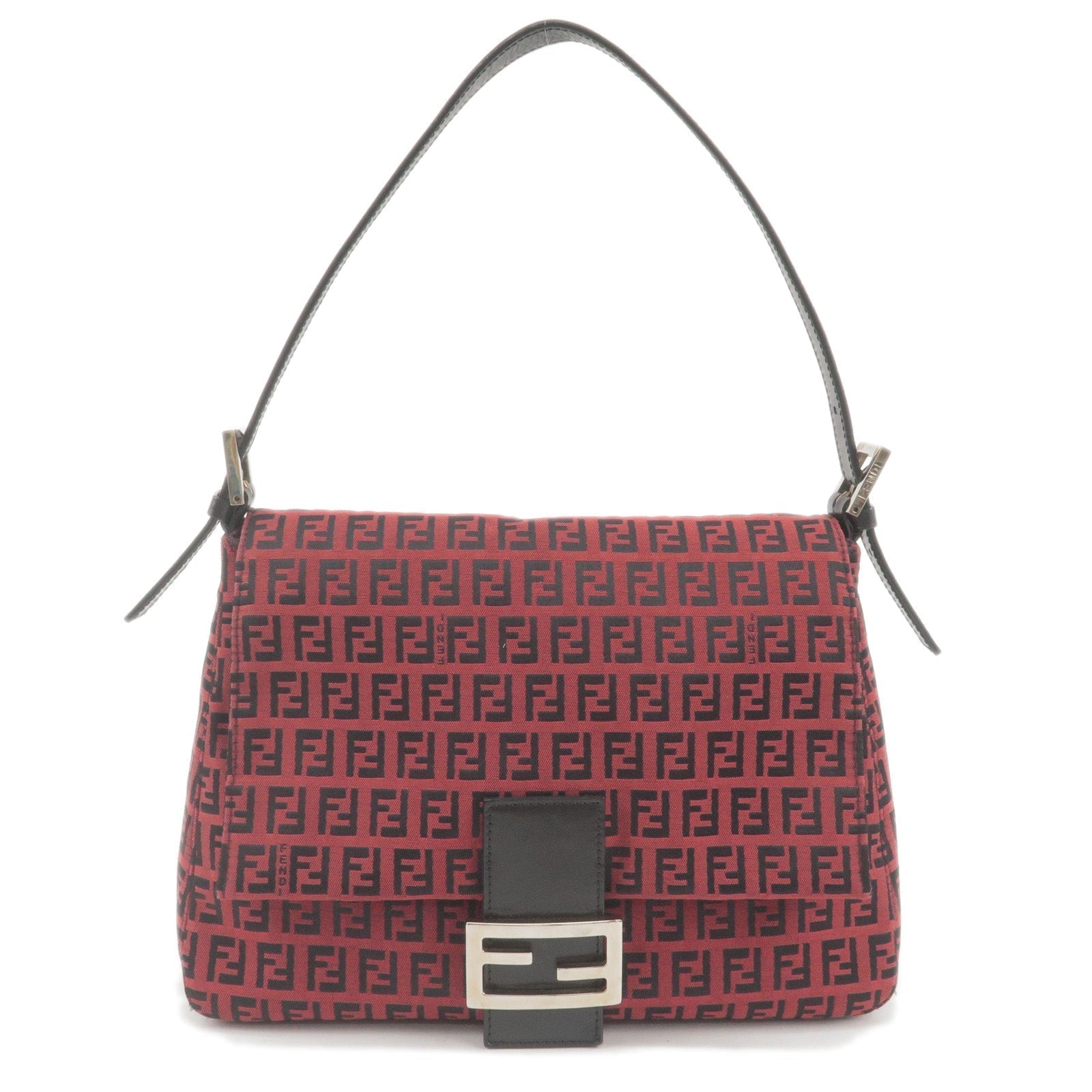 FENDI Zucchino Canvas Leather Mamma Baguette Shoulder Bag 8BR001