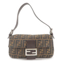FENDI Zucca Canvas Leather Mamma Baguette Bag Khaki 26424