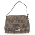 FENDI Zucca Mamma Baguette Canvas Leather Shoulder Bag 26325