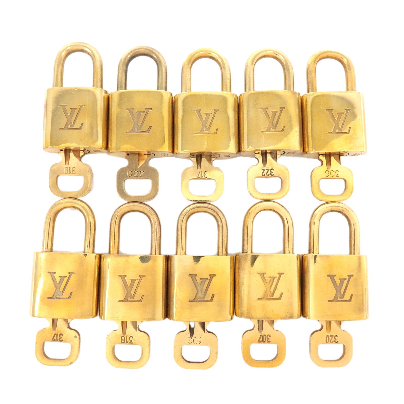 Louis Vuitton Set of 10 Lock & Key Cadena Key Lock Gold